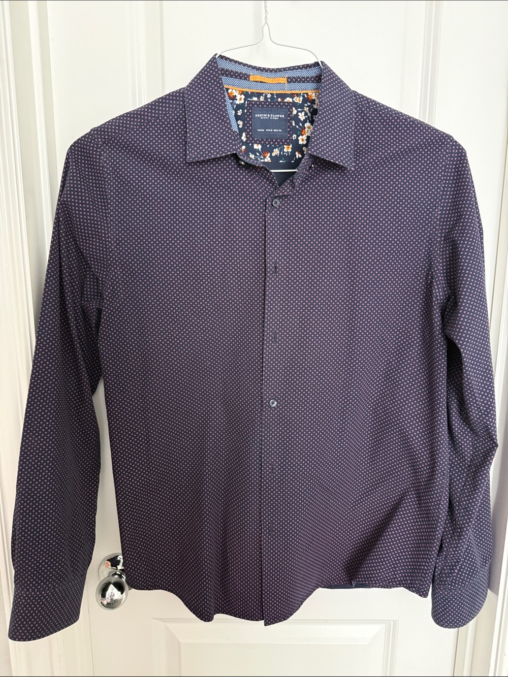 Robert Graham Men's Navy and Purple Microdot Dress Shirt